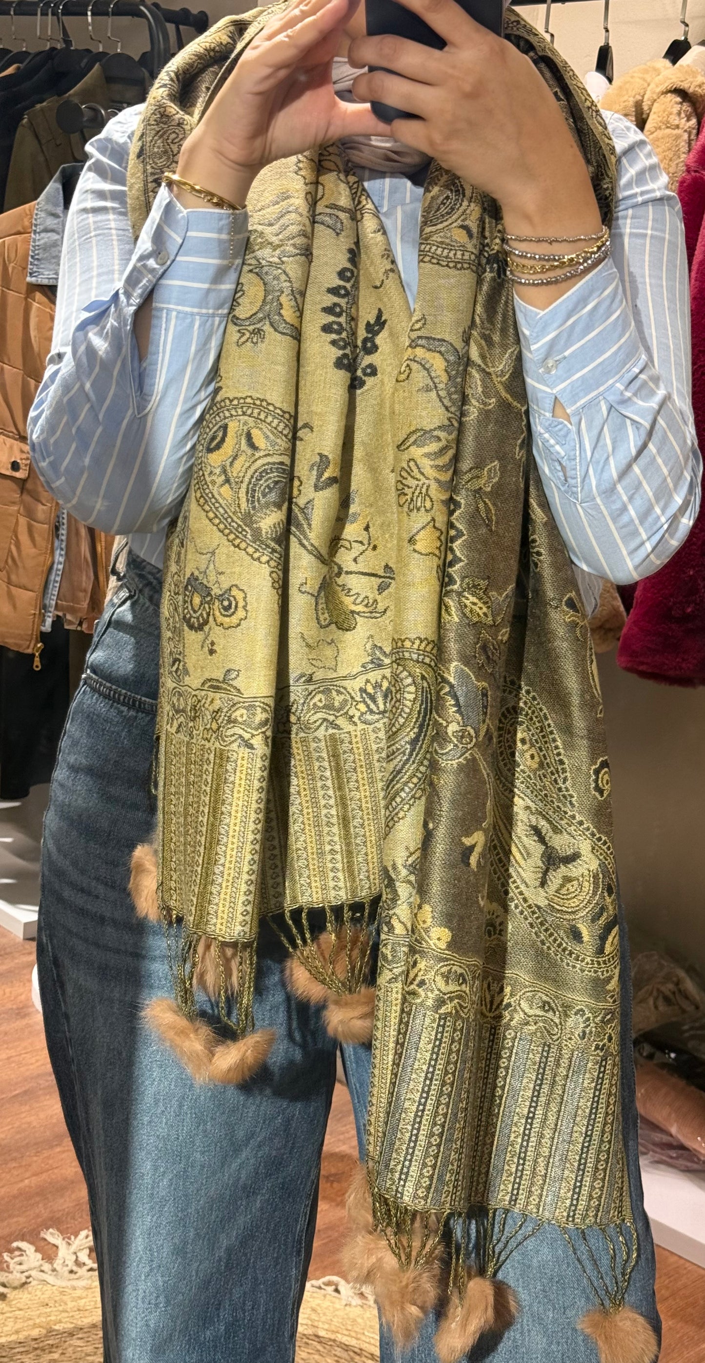 Pashmina with fur scarf