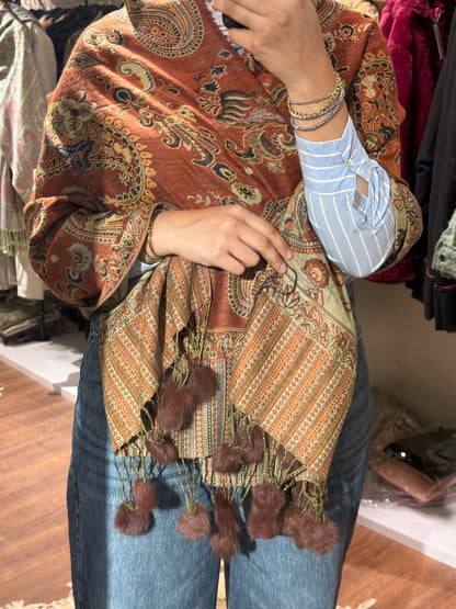 Pashmina with fur scarf