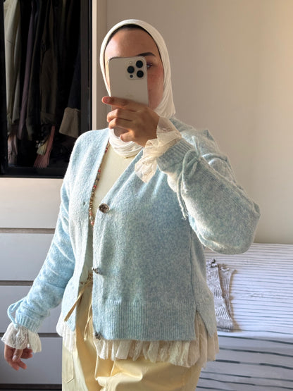 Wool x Lace Feminine Cardigan