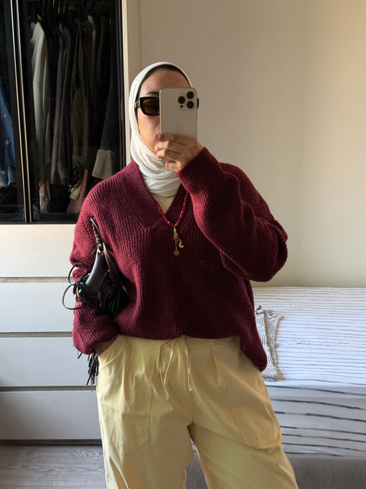 V Neck Oversize Pullover
