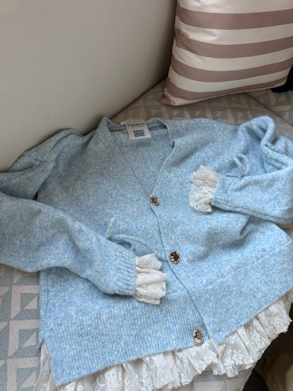 Wool x Lace Feminine Cardigan
