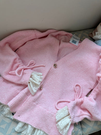 Wool x Lace Feminine Cardigan