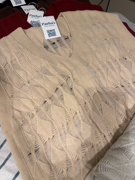 Wool Vest With Cutting