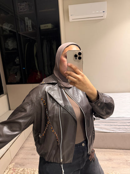 Premium Leather Jacket With Jewels
