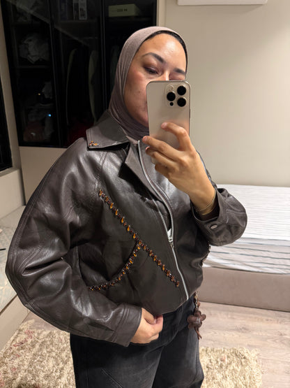 Premium Leather Jacket With Jewels