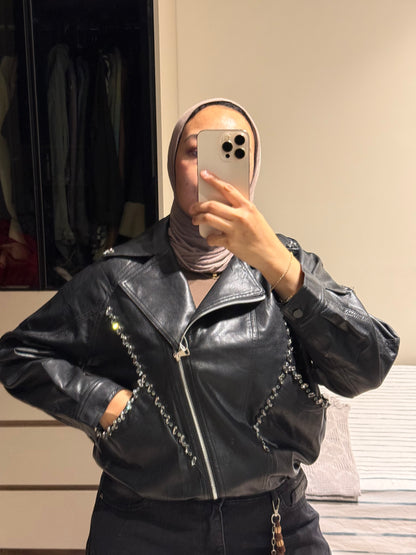 Premium Leather Jacket With Jewels