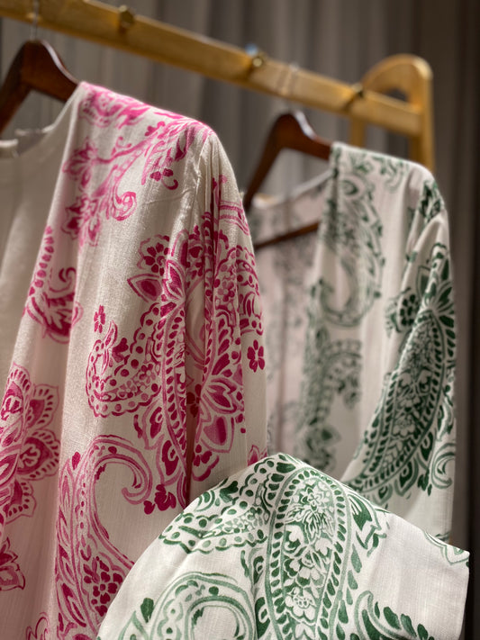 Patterned Cotton Linen Cardigan