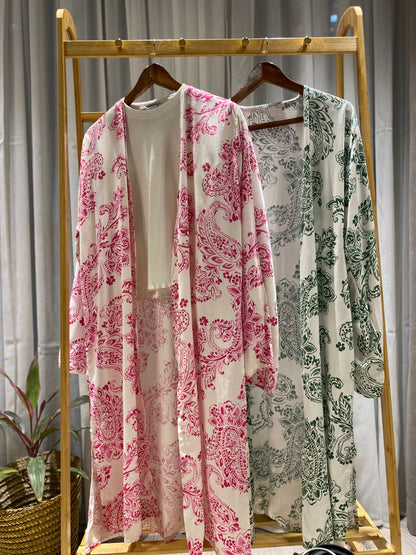 Patterned Cotton Linen Cardigan