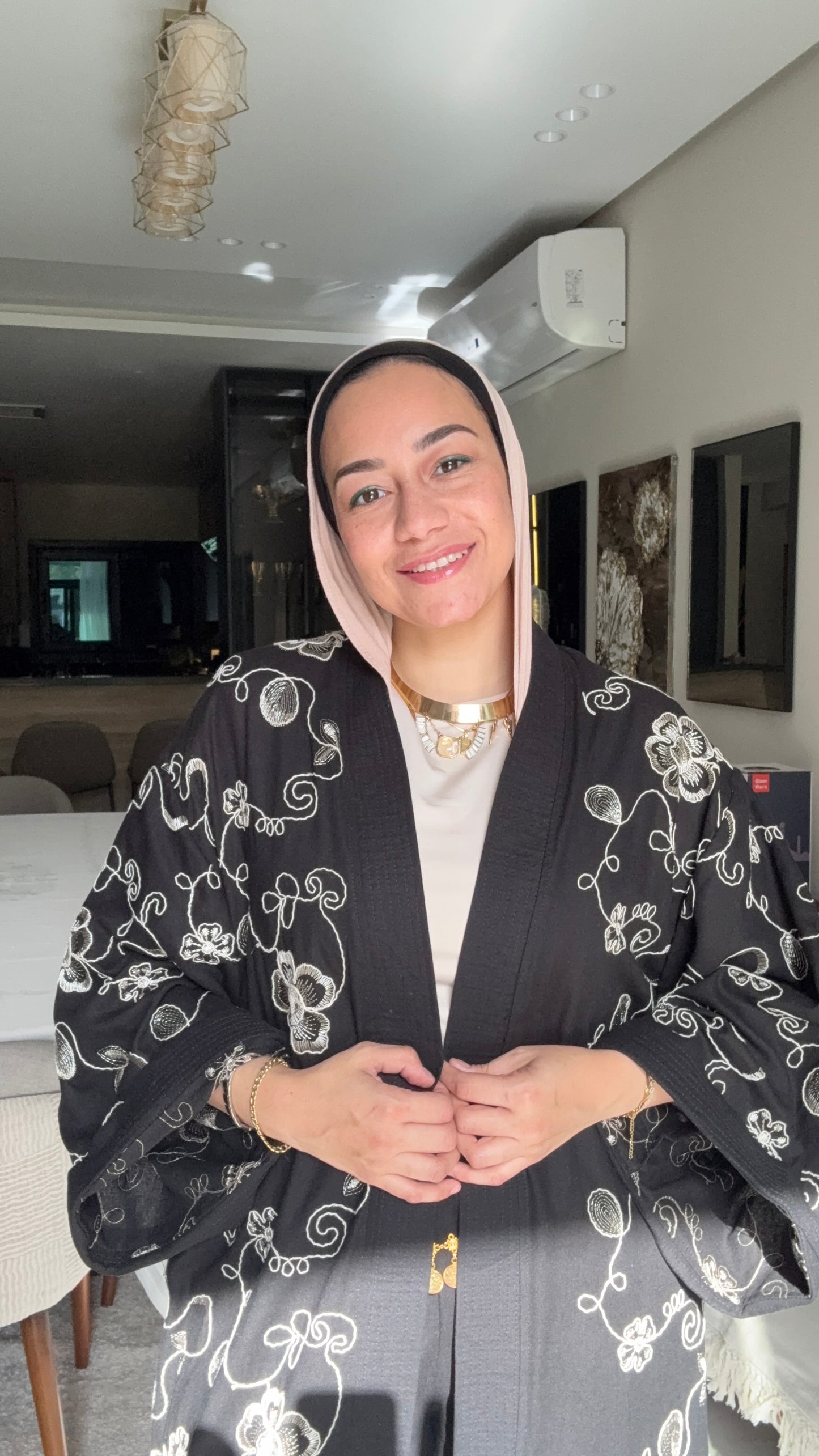 Long Embroidered Cardigan Set