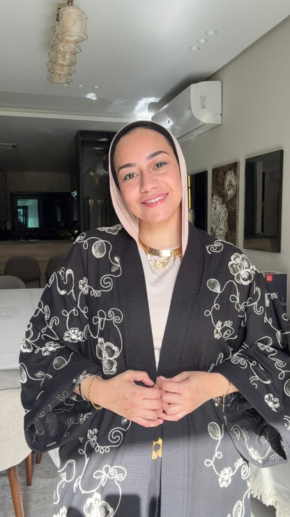 Long Embroidered Cardigan Set