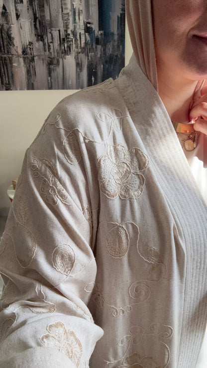 Long Embroidered Cardigan Set