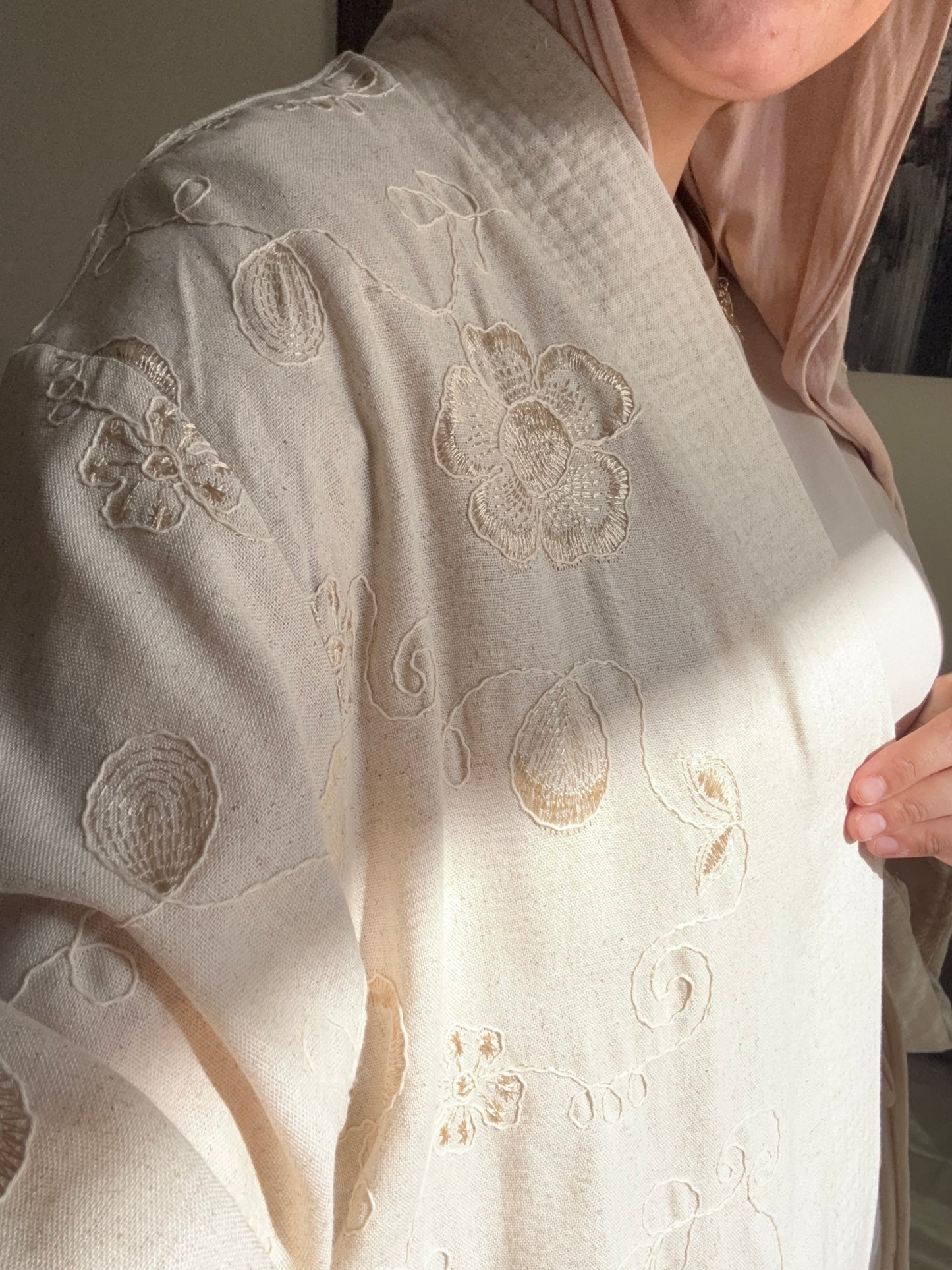 Long Embroidered Cardigan Set