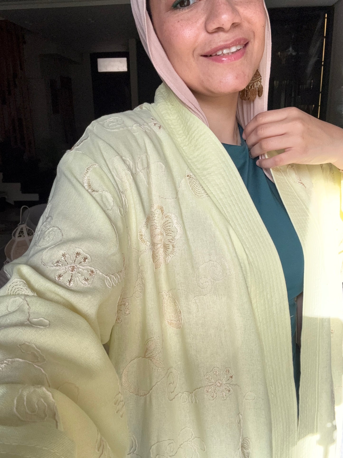 Long Embroidered Cardigan Set