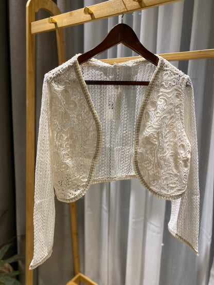 Cropped Knit open Jacket