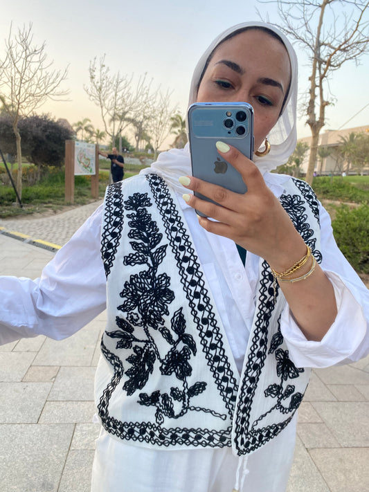 Black & White Embroidered Vest