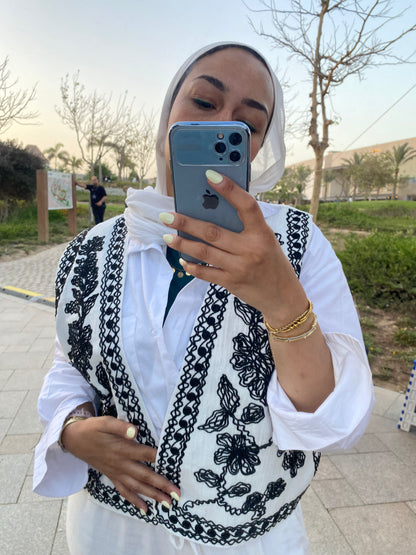 Black & White Embroidered Vest