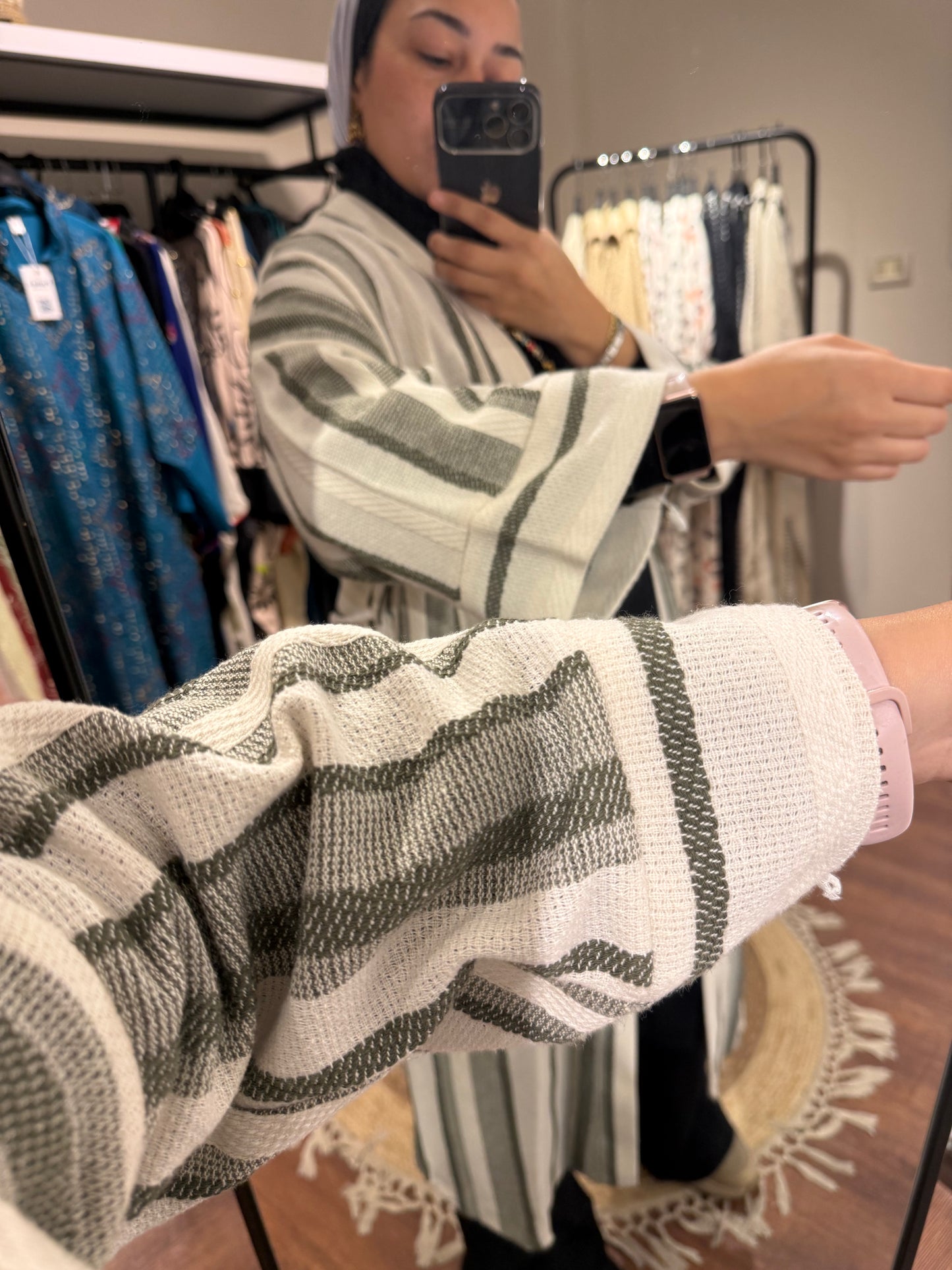 Striped with Belt Cardigan