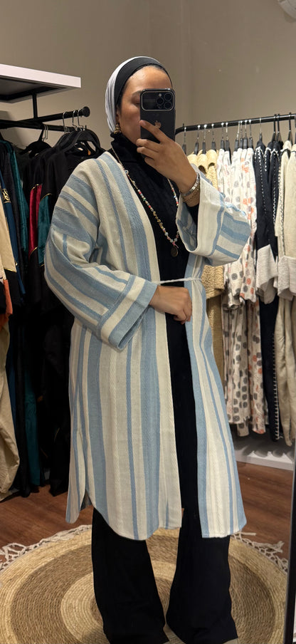 Striped with Belt Cardigan