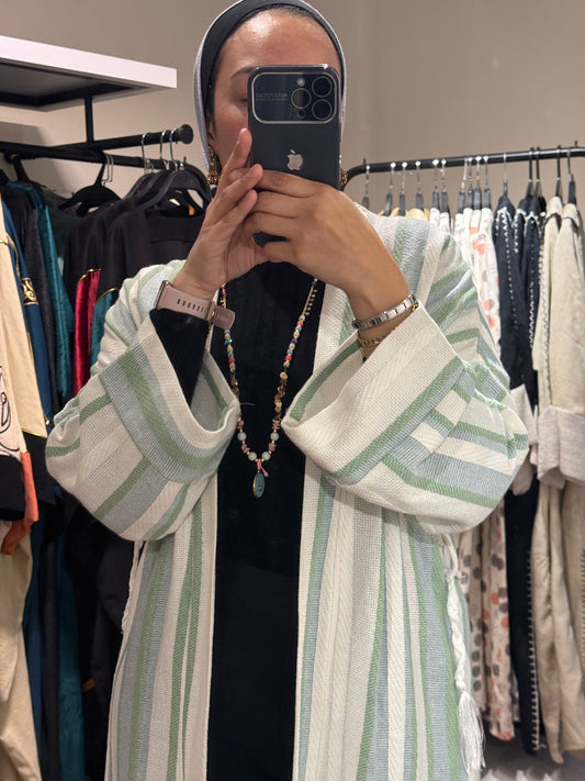 Striped with Belt Cardigan