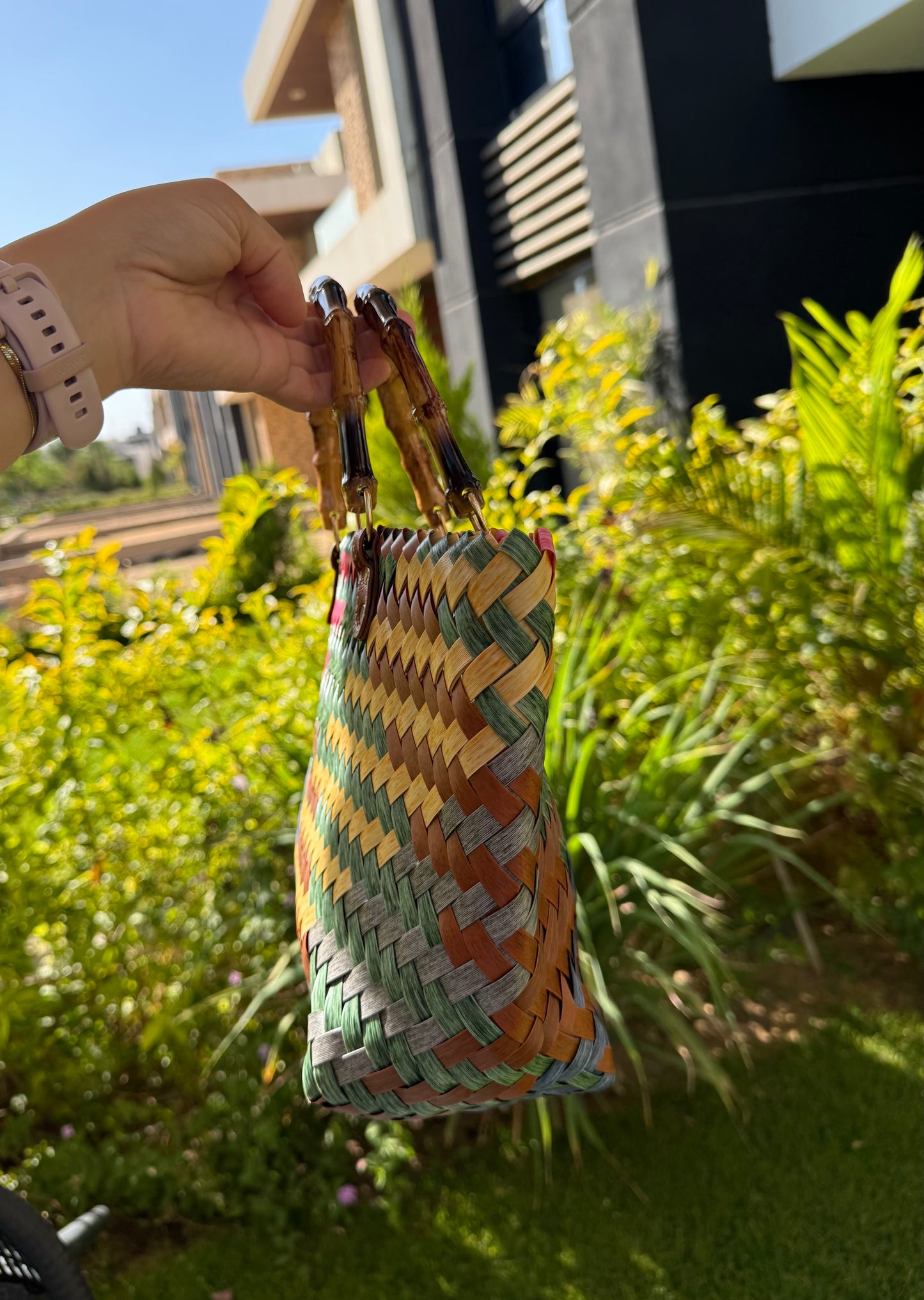 Geometric Rattan Bag
