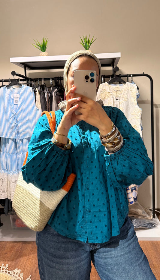 Polka Dots Puffy Blouse