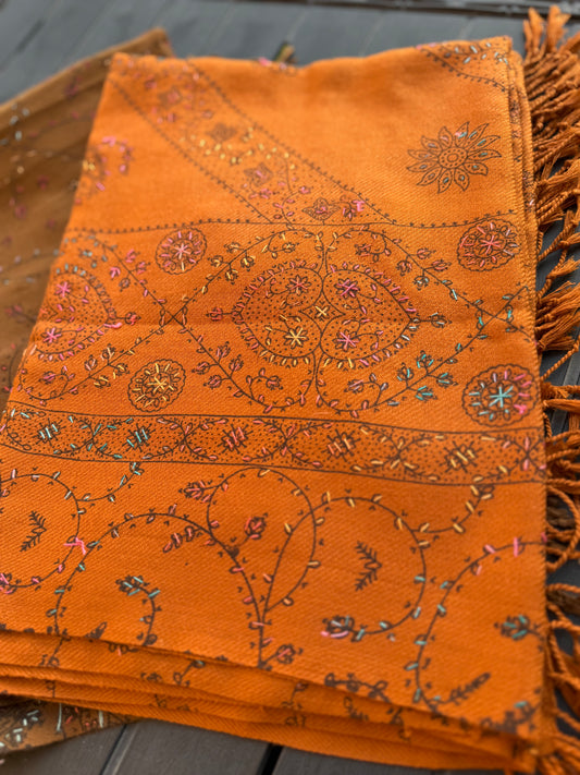 Embroidered Indian Shawl