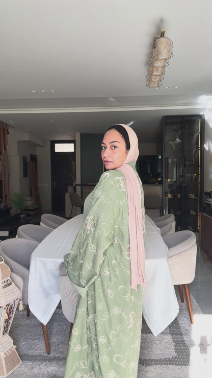 Long Embroidered Cardigan Set